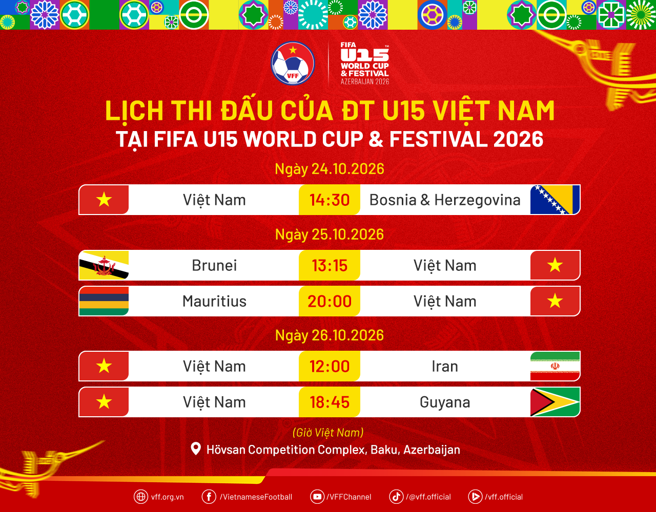 ĐT U15 Việt Nam sẵn sàng bước vào FIFA U-15 World Cup & Festival 2026- Ảnh 1. ĐT U15 Việt Nam sẵn sàng bước vào FIFA U-15 World Cup & Festival 2026- Ảnh 1.