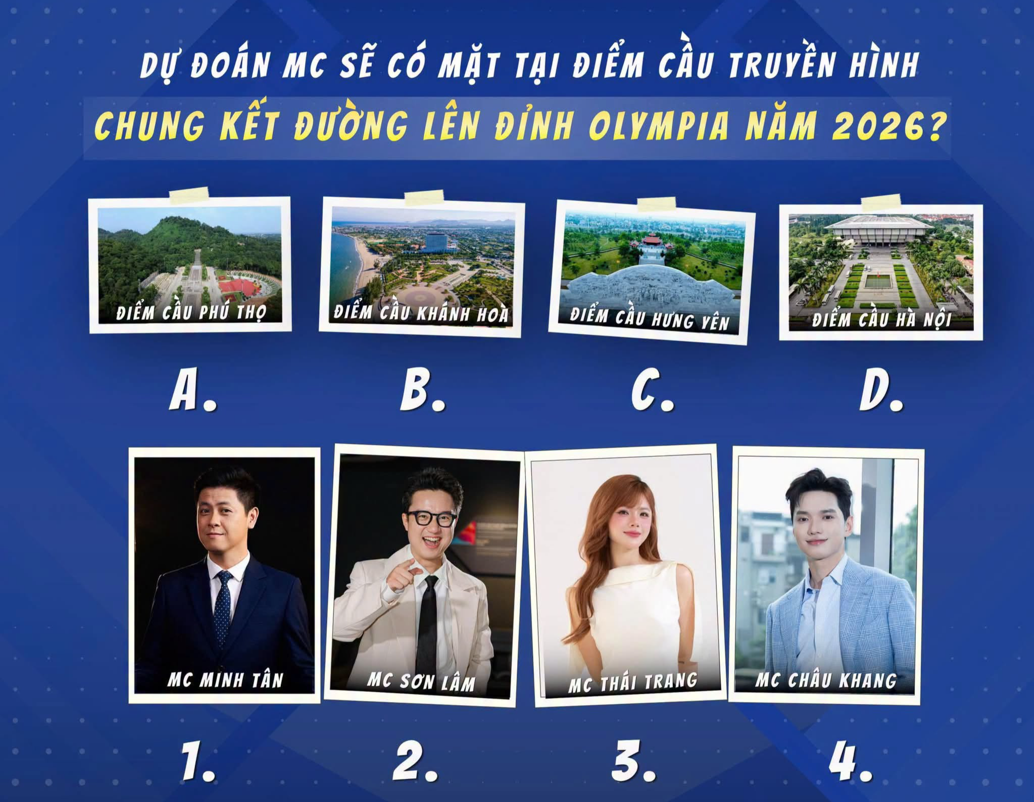 Dàn MC 4 điểm cầu Chung kết Đường lên đỉnh Olympia 2026: Nhiều gương mặt mới toanh! - Ảnh 1.