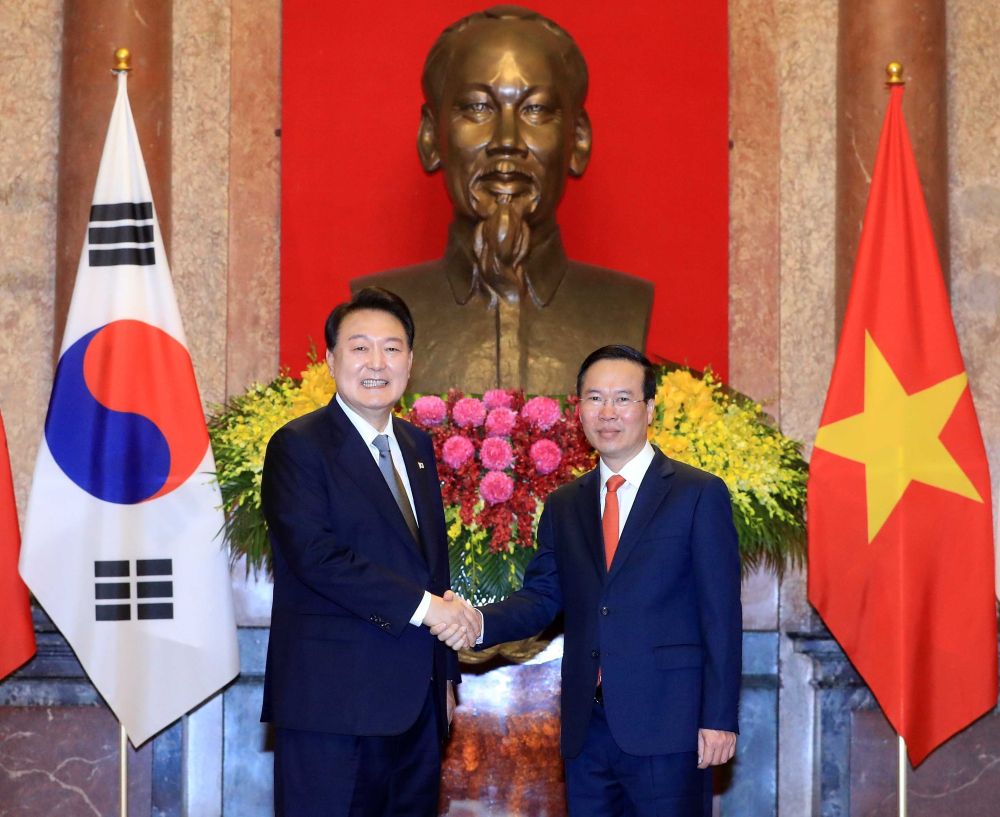Chủ tịch nước Võ Văn Thưởng chủ trì Lễ đón Tổng thống Hàn Quốc Yoon Suk Yeol - Ảnh 8.