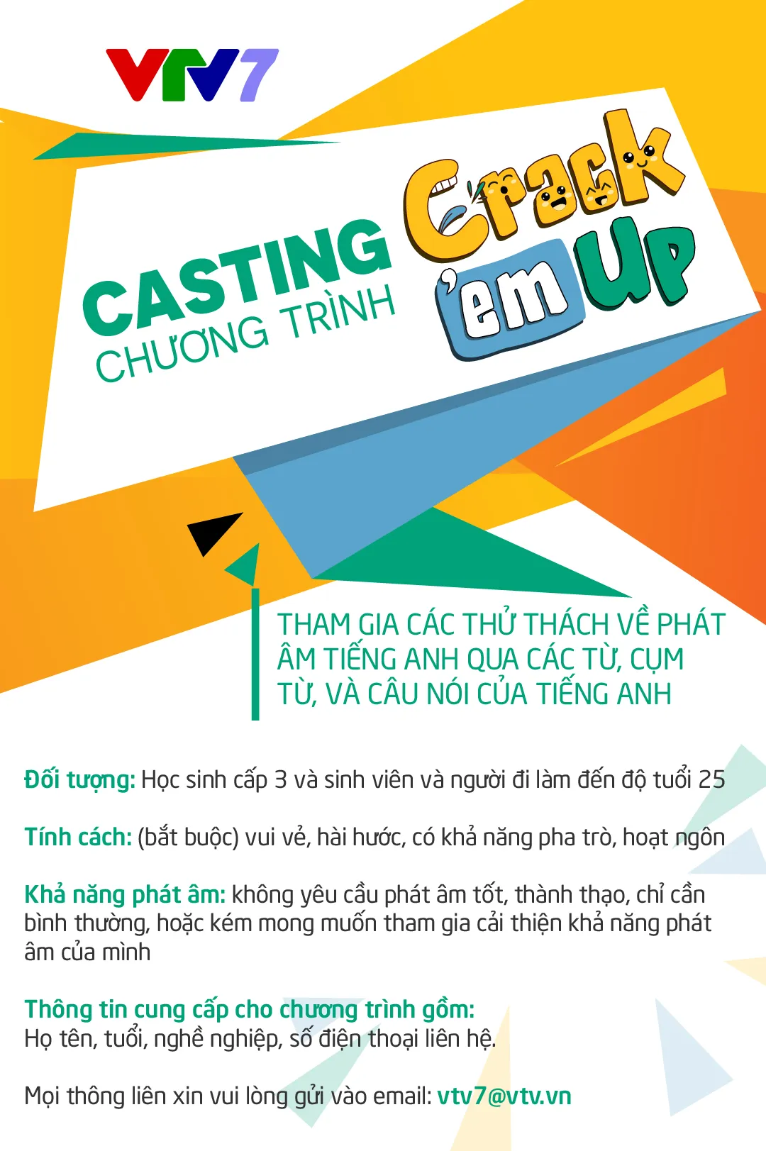 Muốn bắn tiếng Anh chuẩn, nhanh tay casting cùng VTV7! - Ảnh 1.