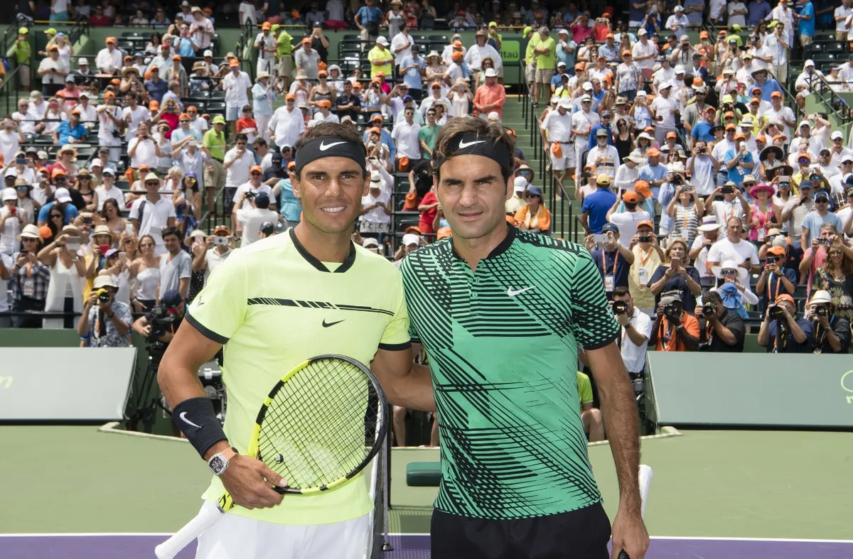 Ảnh: Roger Federer đánh bại Nadal để giành ngôi vô địch Miami mở rộng 2017 - Ảnh 3. Ảnh: Roger Federer đánh bại Nadal để giành ngôi vô địch Miami mở rộng 2017 - Ảnh 3.