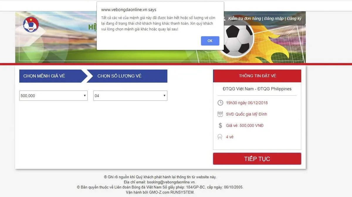 AFF Cup 2018: Mua vé online trận Việt Nam - Philippines khó hơn lên trời - Ảnh 3. AFF Cup 2018: Mua vé online trận Việt Nam - Philippines khó hơn lên trời - Ảnh 3.