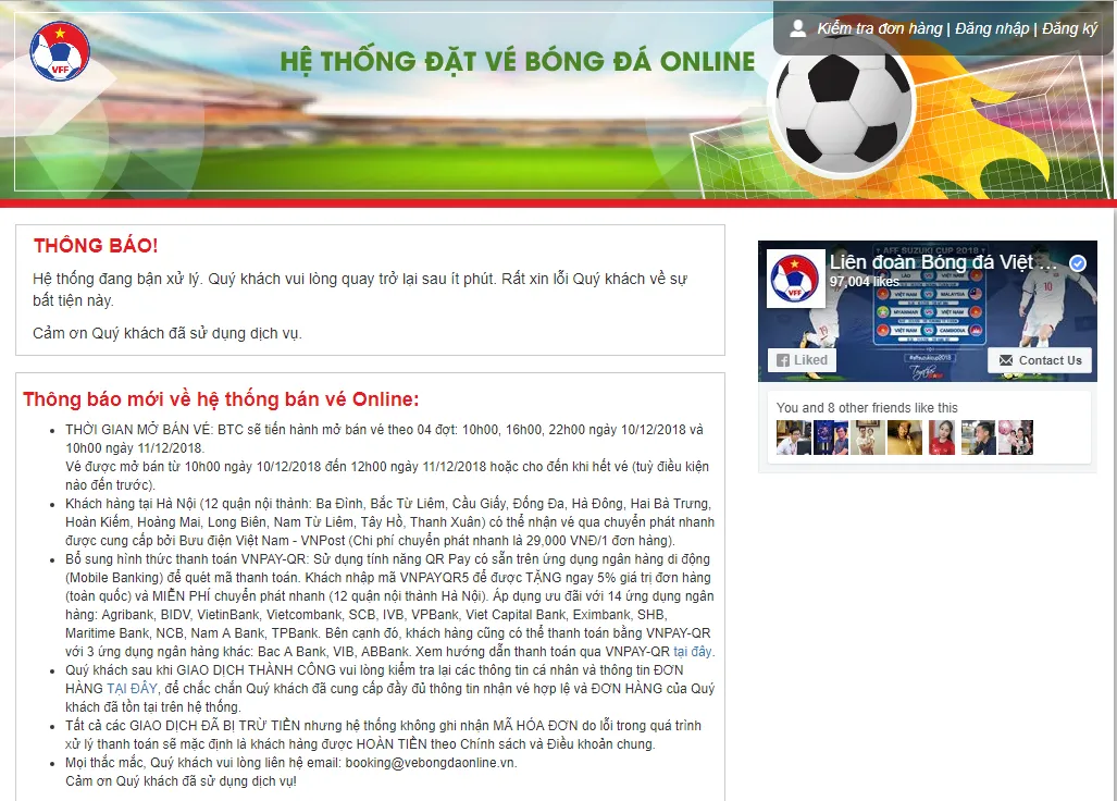 2.500 vé online chung kết Việt Nam - Malaysia hết ngay khi mở bán, nhiều người báo lỗi - Ảnh 1.