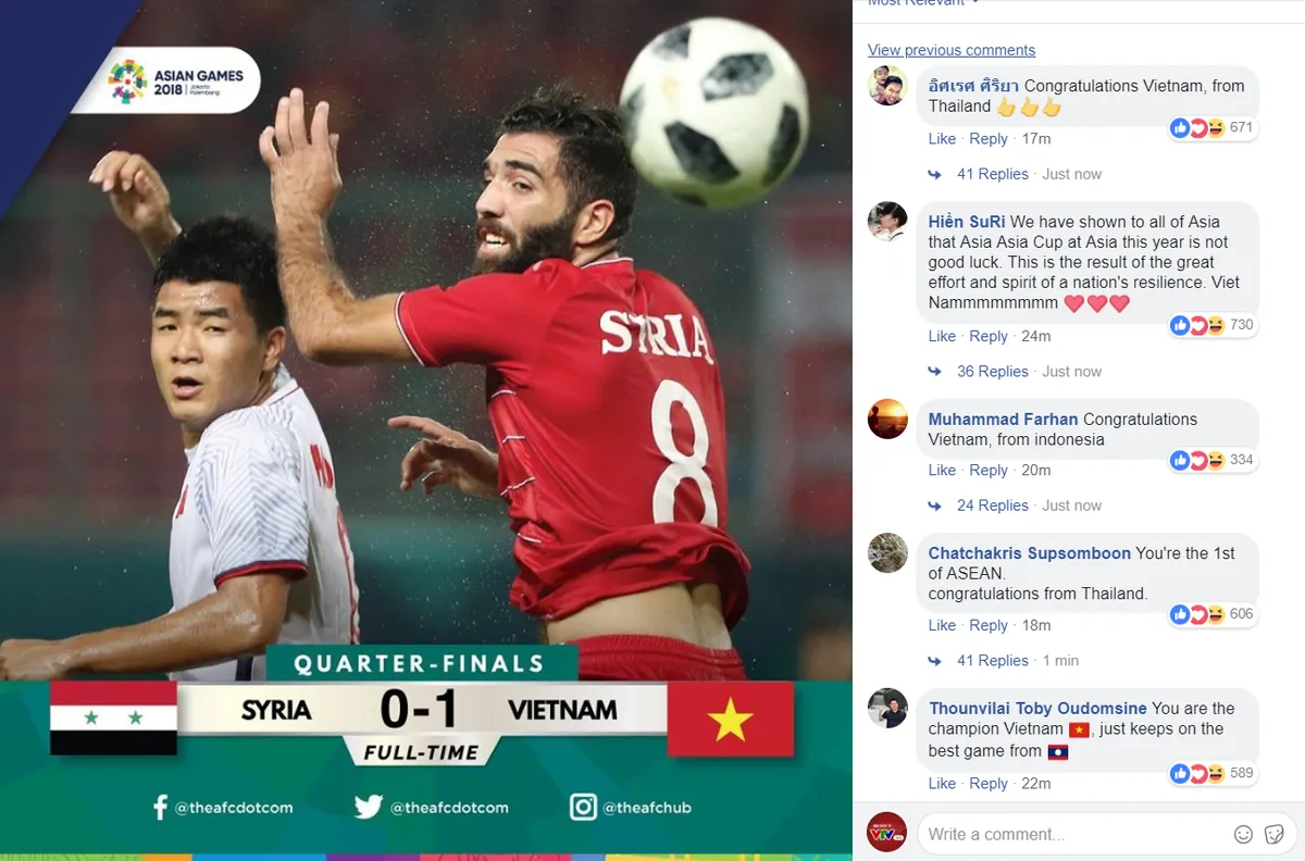 CĐV Đông Nam Á phát sốt với kỳ tích lịch sử của Olympic Việt Nam - Ảnh 1. CĐV Đông Nam Á phát sốt với kỳ tích lịch sử của Olympic Việt Nam - Ảnh 1.
