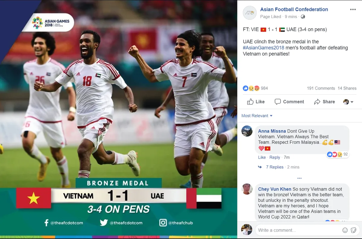 Lỡ huy chương ASIAD, ĐT Olympic Việt Nam vẫn được CĐV châu Á ngợi khen - Ảnh 1. Lỡ huy chương ASIAD, ĐT Olympic Việt Nam vẫn được CĐV châu Á ngợi khen - Ảnh 1.