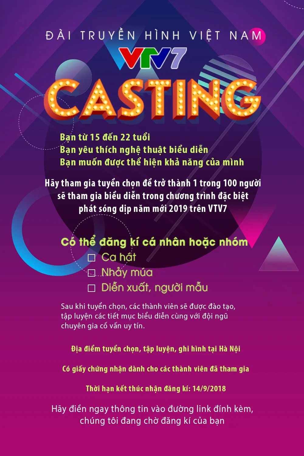 VTV7 casting chương trình Hòa ca 2019 - Ảnh 1.