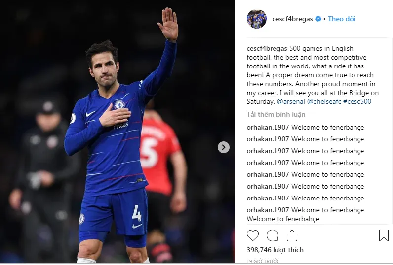 Fabregas gửi thông điệp đến các CĐV Chelsea - Ảnh 1. Fabregas gửi thông điệp đến các CĐV Chelsea - Ảnh 1.
