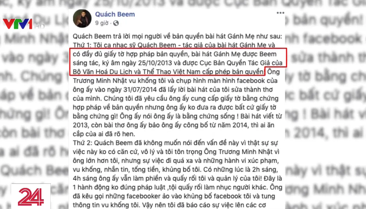 Lùm xùm vụ tranh chấp tác quyền bài hát Gánh mẹ - Ảnh 2.