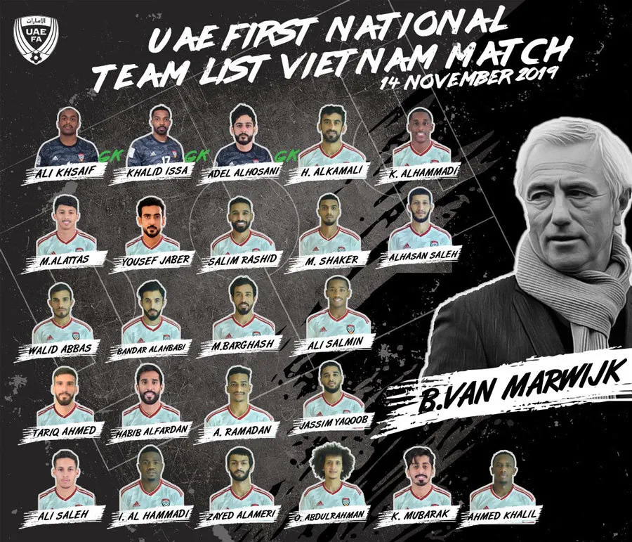 UAE công bố đội hình đấu ĐT Việt Nam: Vắng chân sút số 1 - Ảnh 1. UAE công bố đội hình đấu ĐT Việt Nam: Vắng chân sút số 1 - Ảnh 1.