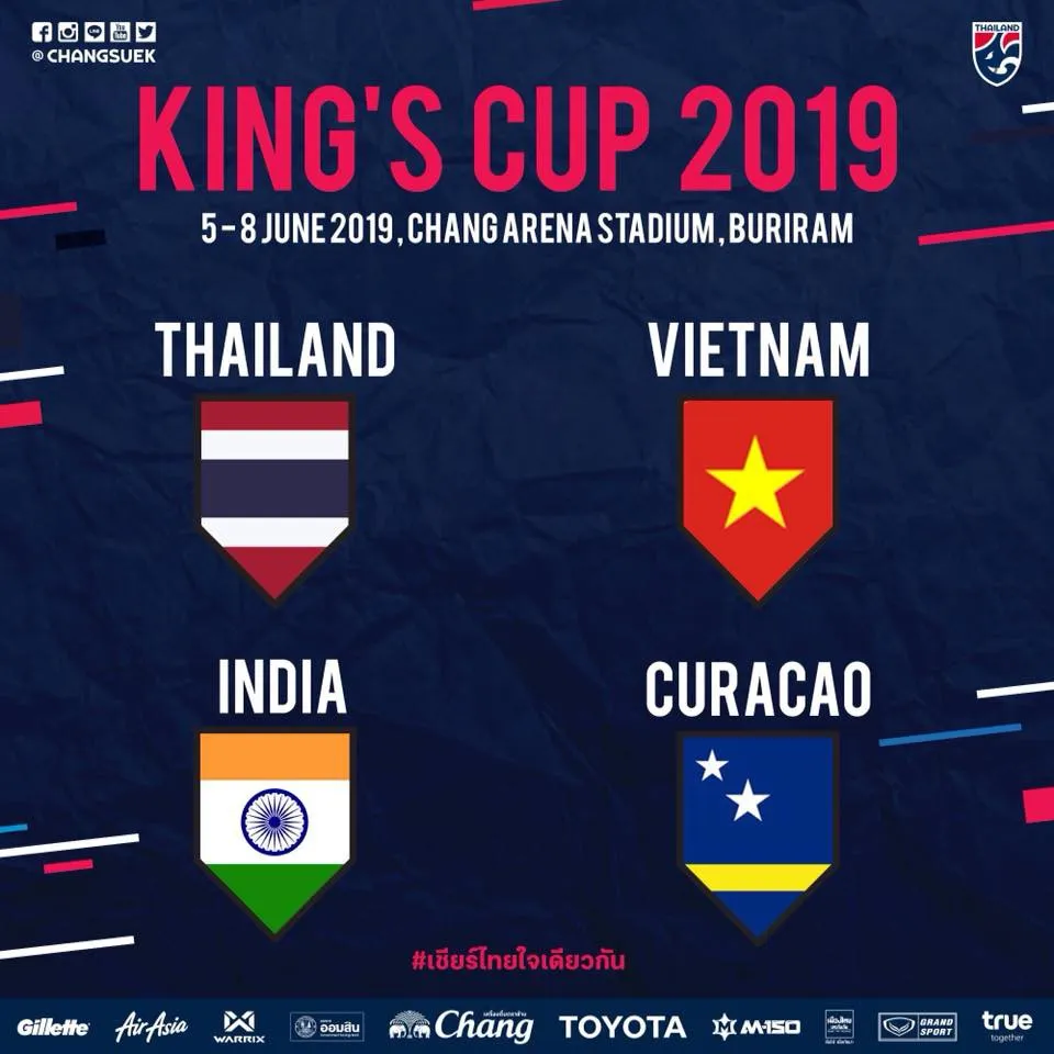 Thái Lan công bố đội thứ 4 tham dự King’s Cup 2019, rất có thể là đối thủ ĐT Việt Nam - Ảnh 1. Thái Lan công bố đội thứ 4 tham dự King’s Cup 2019, rất có thể là đối thủ ĐT Việt Nam - Ảnh 1.
