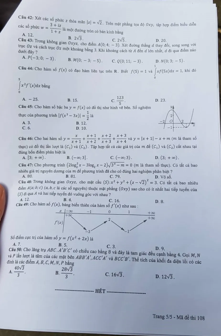 Đề thi Toán THPT Quốc gia 2019 - Ảnh 5.