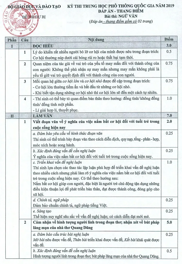 Đáp án môn Ngữ văn THPT Quốc gia 2019 - Ảnh 5.