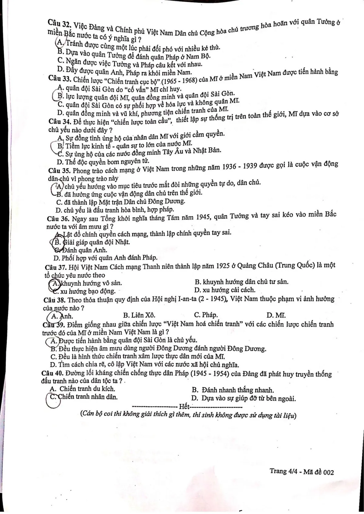 Đáp án đề thi môn Lịch sử vào lớp 10 năm 2019 tại Hà Nội - Ảnh 4.