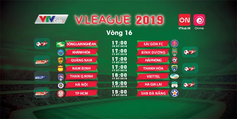 Lịch tường thuật trực tiếp vòng 16 V.League 2019 trên VTVcab - Ảnh 1.