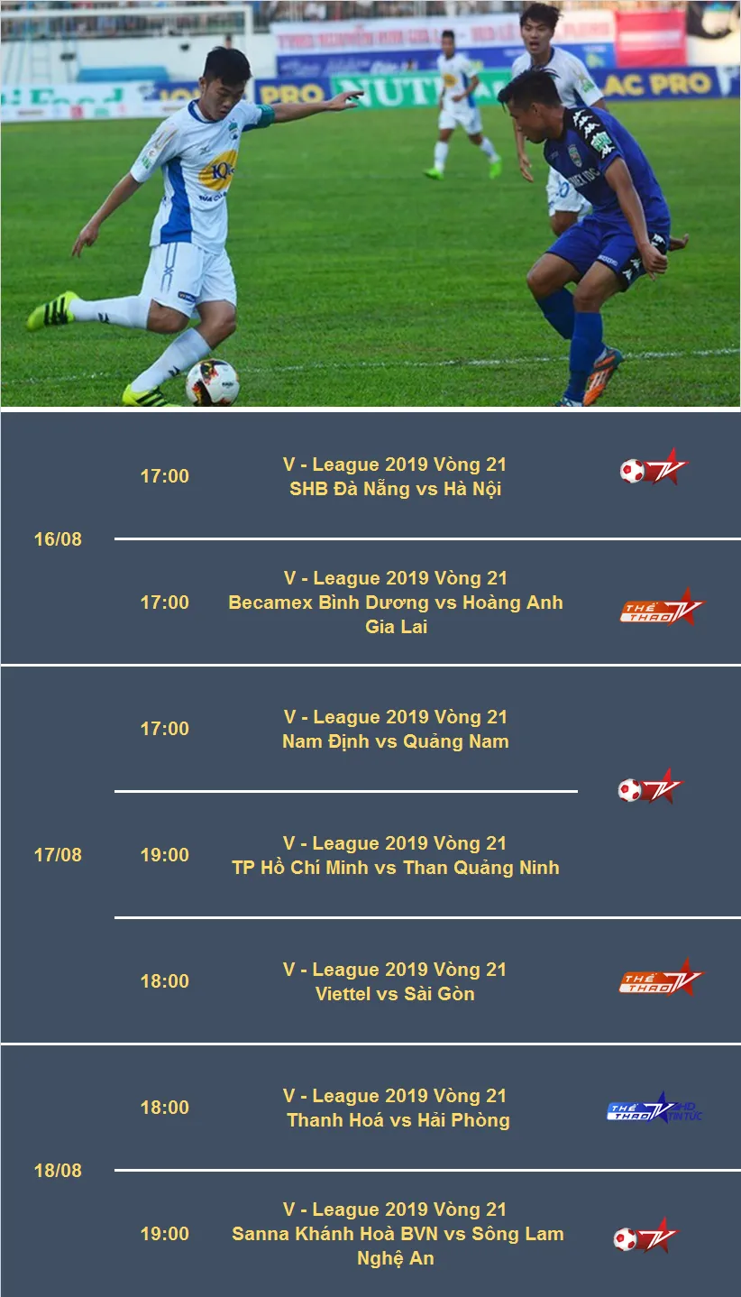 Lịch tường thuật trực tiếp vòng 21 V.League 2019 trên VTVcab - Ảnh 1. Lịch tường thuật trực tiếp vòng 21 V.League 2019 trên VTVcab - Ảnh 1.