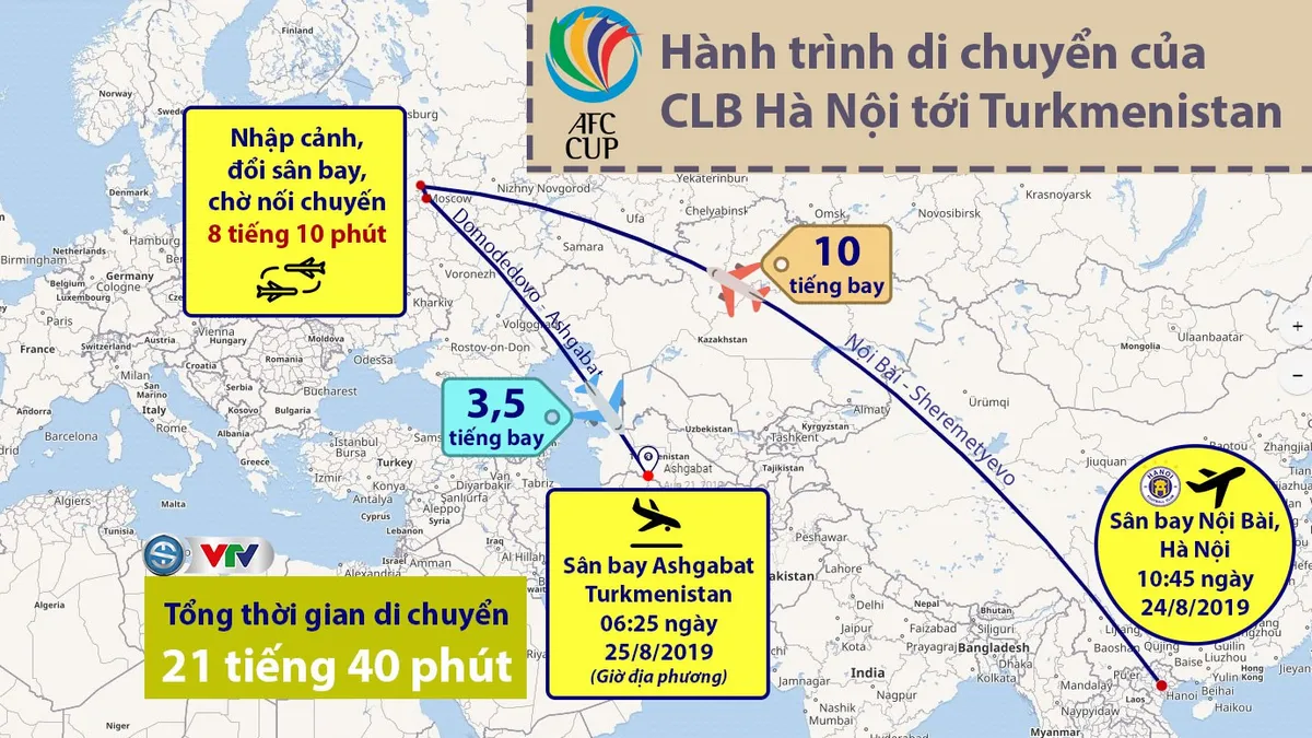 Lượt về bán kết liên khu vực AFC Cup: CLB Hà Nội gặp khó với hành trình di chuyển tới Turkmenistan - Ảnh 2. Lượt về bán kết liên khu vực AFC Cup: CLB Hà Nội gặp khó với hành trình di chuyển tới Turkmenistan - Ảnh 2.