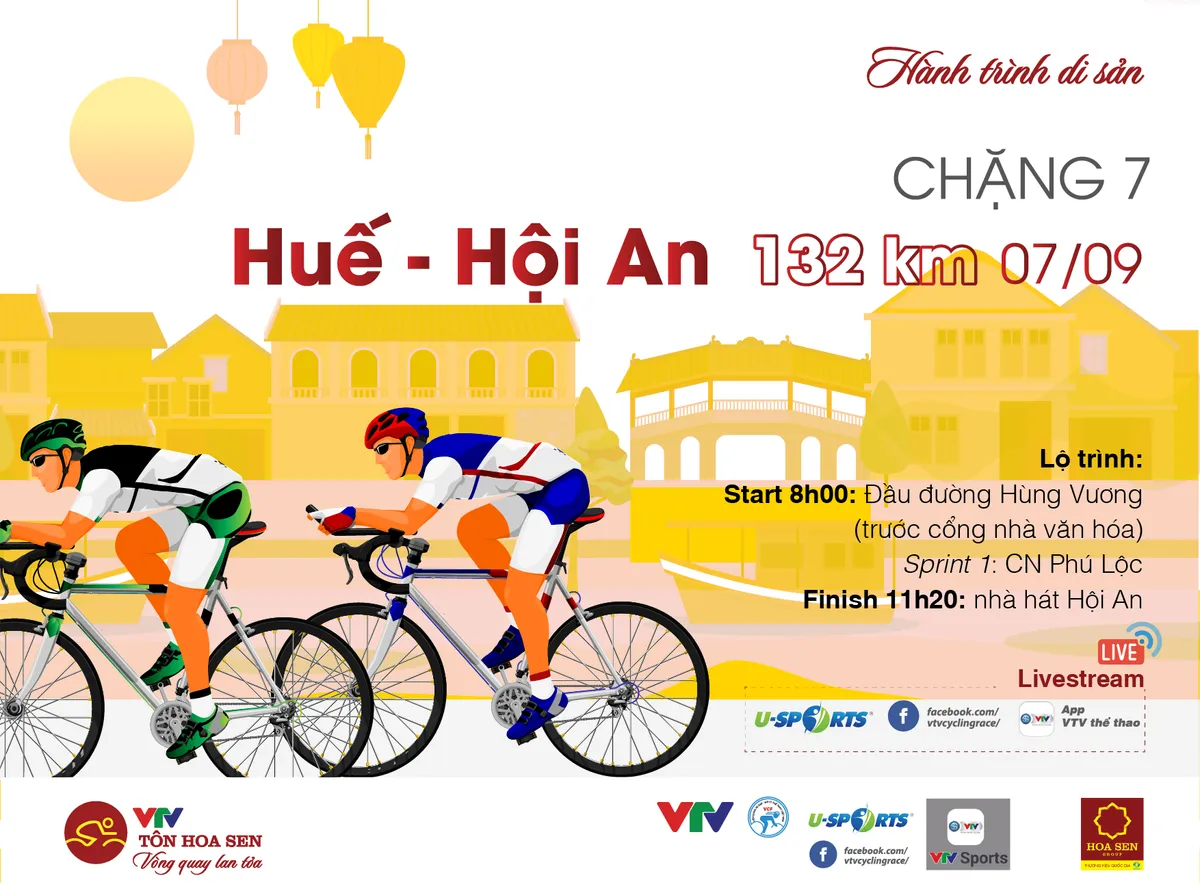 Chặng 7 Giải xe đạp Quốc tế VTV Cúp Tôn Hoa Sen 2019: Huế - Hội An (132 km) - Ảnh 1. Chặng 7 Giải xe đạp Quốc tế VTV Cúp Tôn Hoa Sen 2019: Huế - Hội An (132 km) - Ảnh 1.