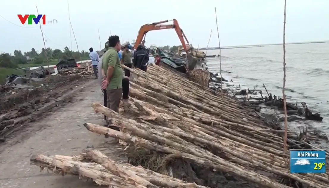 Sạt lở nghiêm trọng tuyến đê biển Tây, Cà Mau do nước biển dâng - Ảnh 1.