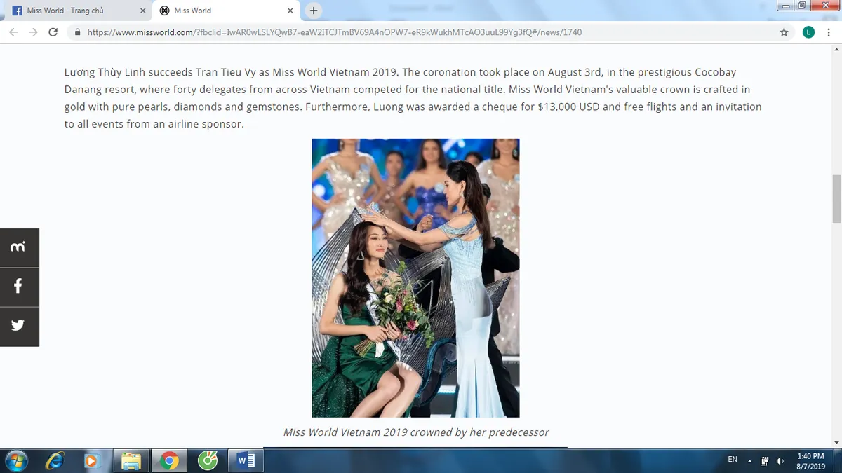 Trang chủ Miss World khen ngợi tân Hoa hậu Lương Thùy Linh của Việt Nam - Ảnh 2.