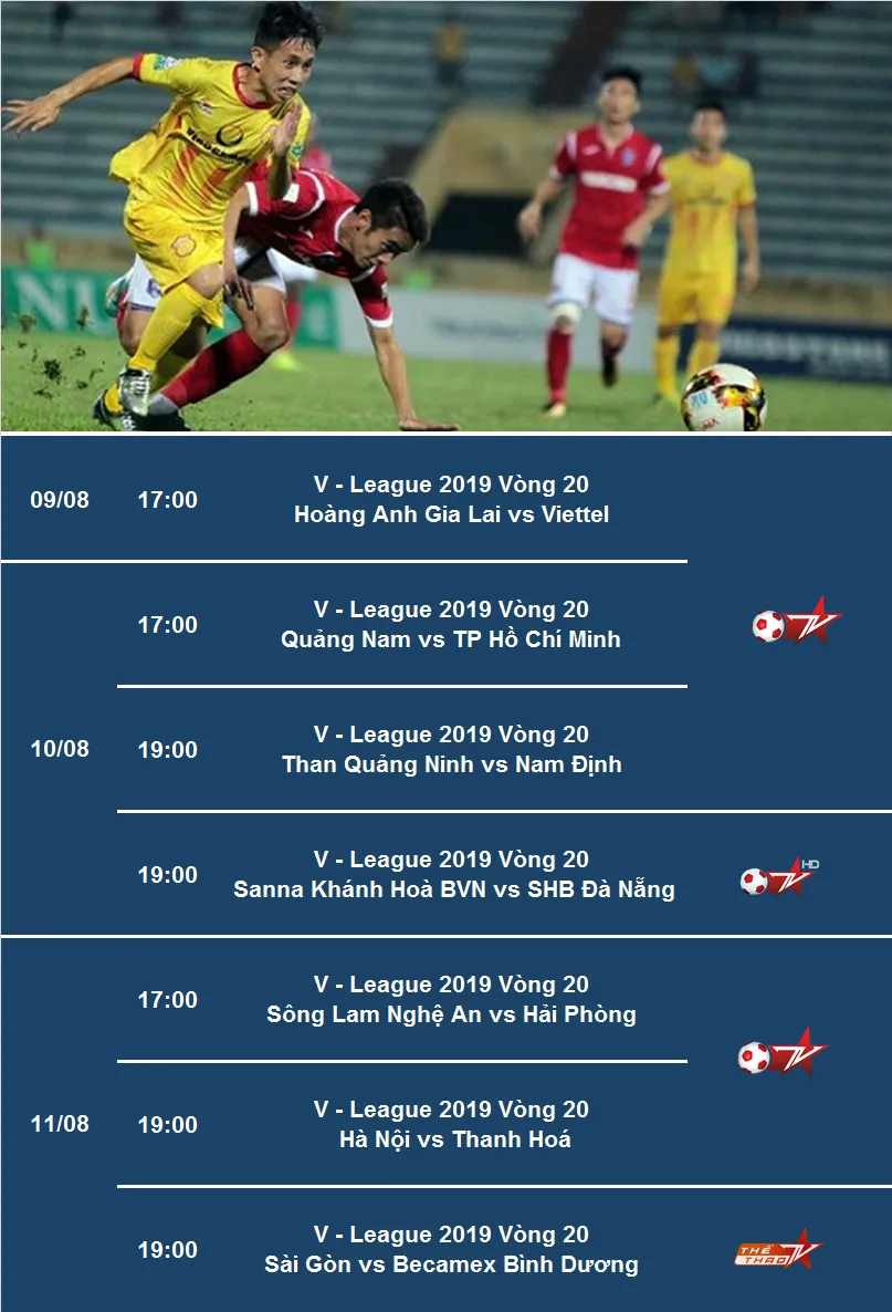 Lịch tường thuật trực tiếp vòng 20 V.League 2019 trên VTVcab - Ảnh 1. Lịch tường thuật trực tiếp vòng 20 V.League 2019 trên VTVcab - Ảnh 1.