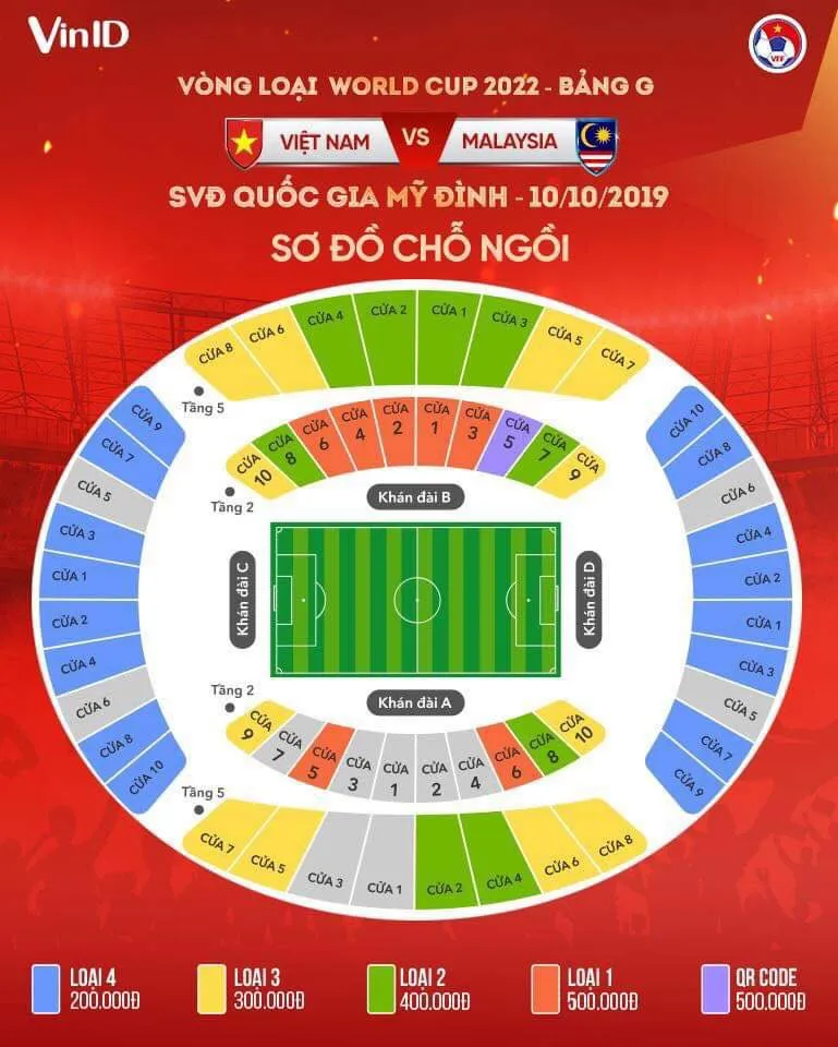 Mở bán vé online trận ĐT Việt Nam - ĐT Malaysia tại vòng loại World Cup 2022 trên VinID - Ảnh 1. Mở bán vé online trận ĐT Việt Nam - ĐT Malaysia tại vòng loại World Cup 2022 trên VinID - Ảnh 1.