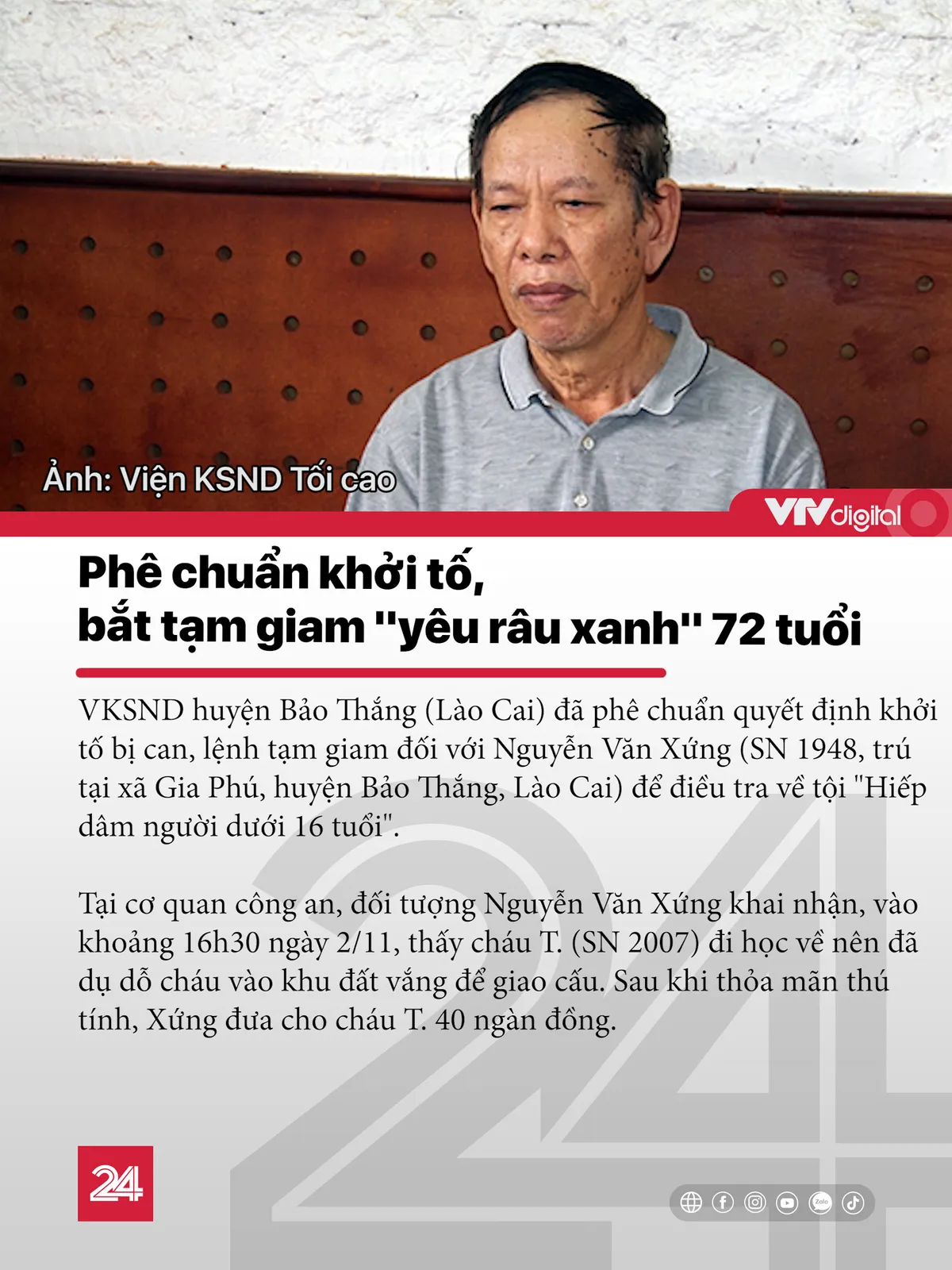 Tin nóng đầu ngày 17/11: Phê chuẩn khởi tố, bắt tạm giam yêu râu xanh 72 tuổi - Ảnh 4.