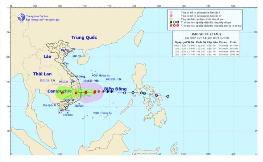 Bão số 12 tăng cấp, cách bờ biển từ Bình Định đến Ninh Thuận khoảng 290km - Ảnh 1.