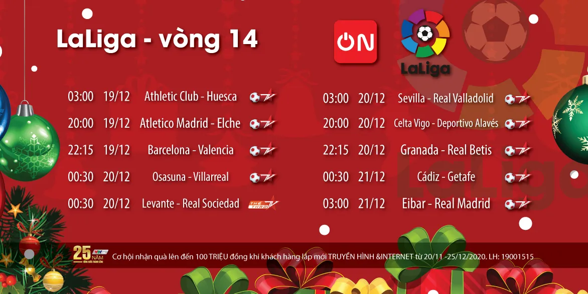 Vòng 14 La Liga và vòng 13 Bundesliga sôi động cuối tuần trên VTVcab - Ảnh 1. Vòng 14 La Liga và vòng 13 Bundesliga sôi động cuối tuần trên VTVcab - Ảnh 1.