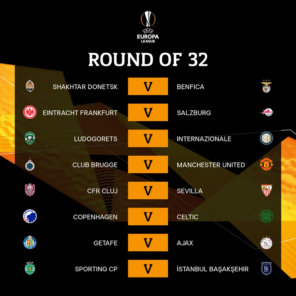 Lịch thi đấu vòng 1/16 UEFA Europa League: Club Brugge - Man Utd, Olympiacos - Arsenal... - Ảnh 1. Lịch thi đấu vòng 1/16 UEFA Europa League: Club Brugge - Man Utd, Olympiacos - Arsenal... - Ảnh 1.