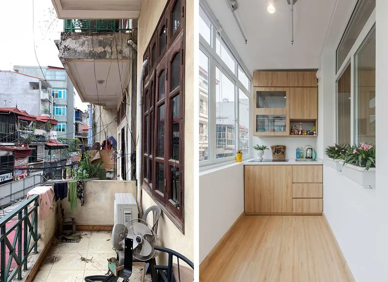 Cải tạo ban c&ocirc;ng cũ th&agrave;nh gian bếp hiện đại cho gia đ&igrave;nh - Ảnh 1.