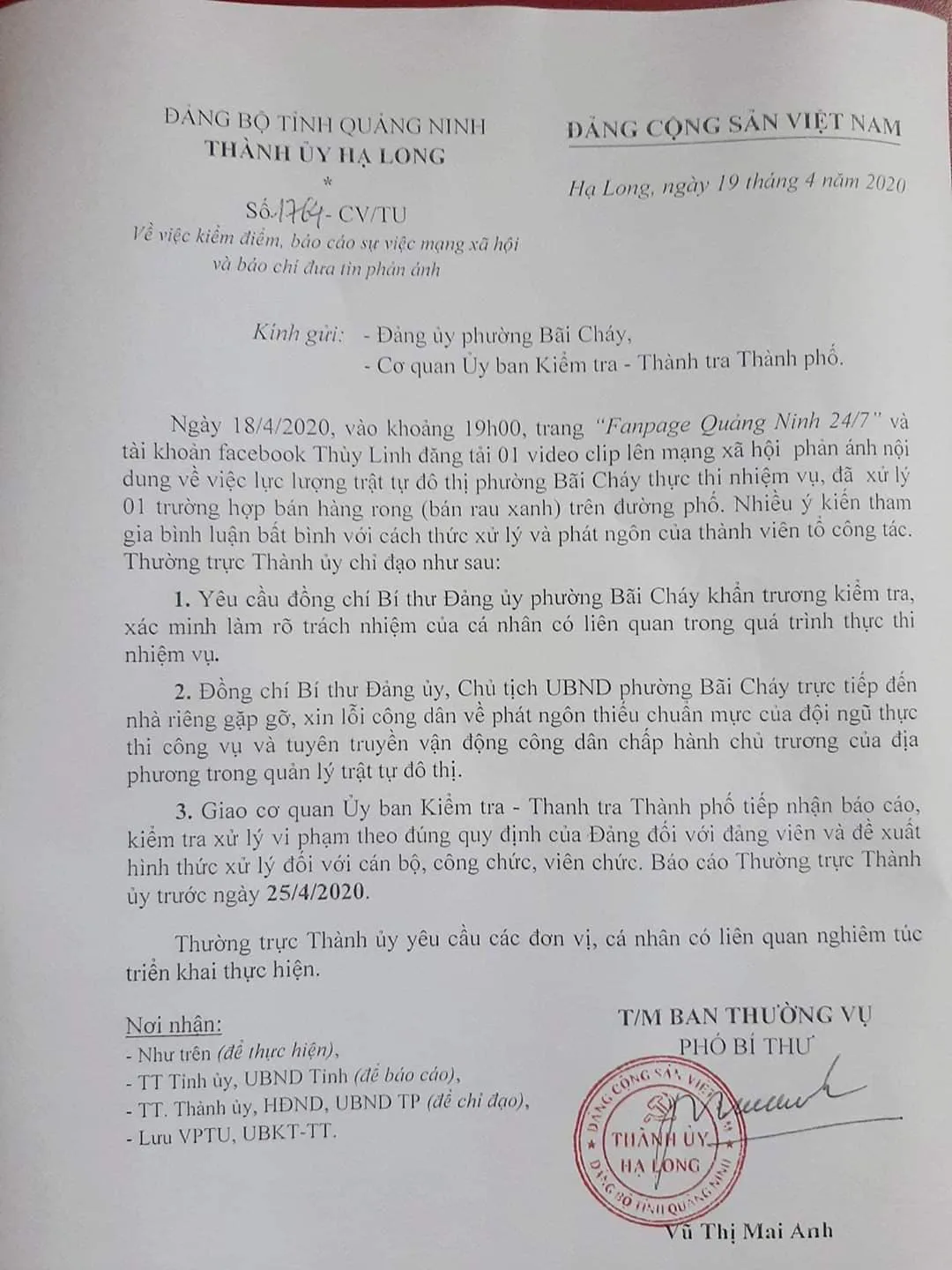 Vụ thu hàng hóa của người bán rau ở Hạ Long: Yêu cầu kiểm tra, xác minh làm rõ trách nhiệm của cá nhân liên quan - Ảnh 1.