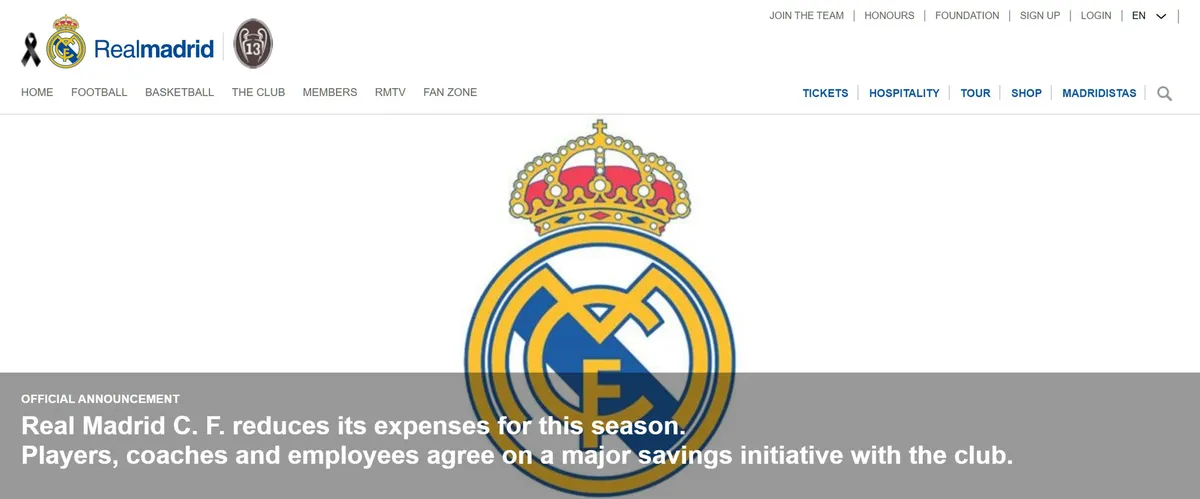 Real Madrid thông báo giảm lương cầu thủ lên tới 20% - Ảnh 1.
