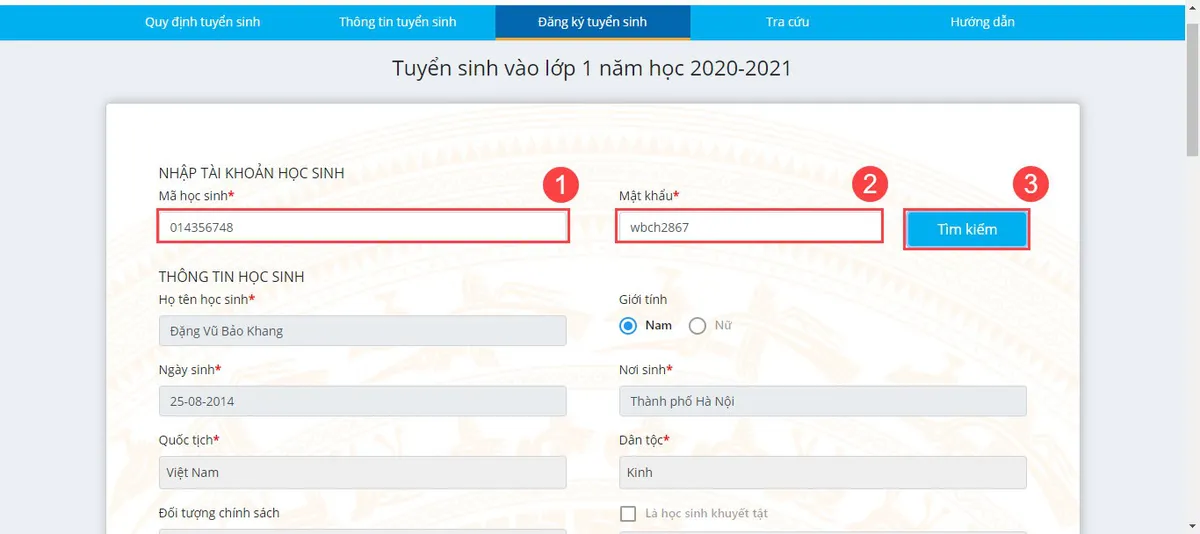 Hướng dẫn phụ huynh đăng ký tuyển sinh đầu cấp trực tuyến tại Hà Nội - Ảnh 3.