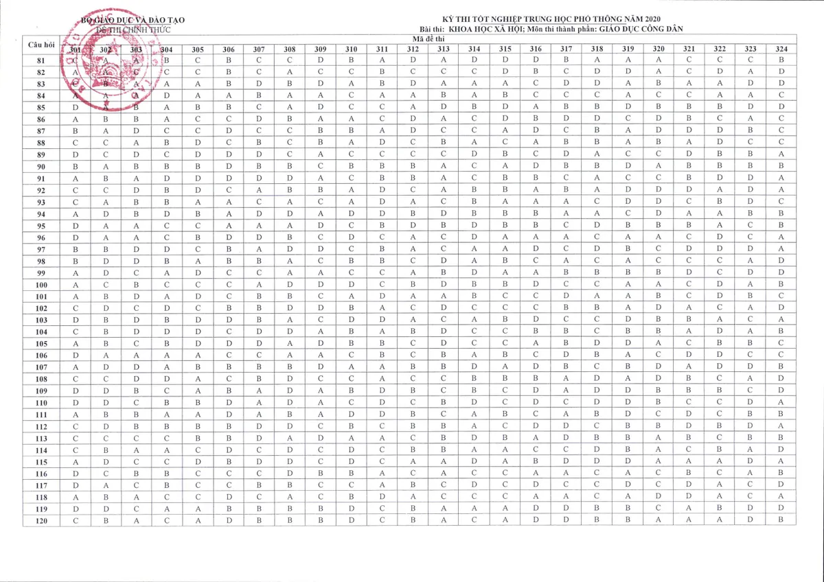 CHÍNH THỨC: Đáp án toàn bộ các môn thi tại kỳ thi tốt nghiệp THPT 2020 - Ảnh 9.