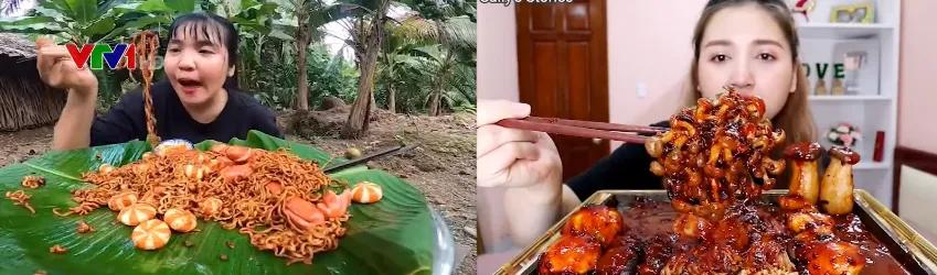 Béo phì, tử vong, lãng phí đồ ăn từ trào lưu Mukbang trên mạng xã hội - Ảnh 1.