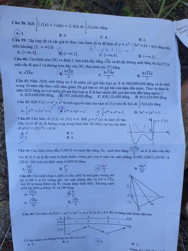 Đề thi Toán kỳ thi tốt nghiệp THPT năm 2020 đợt 2 - Ảnh 9.