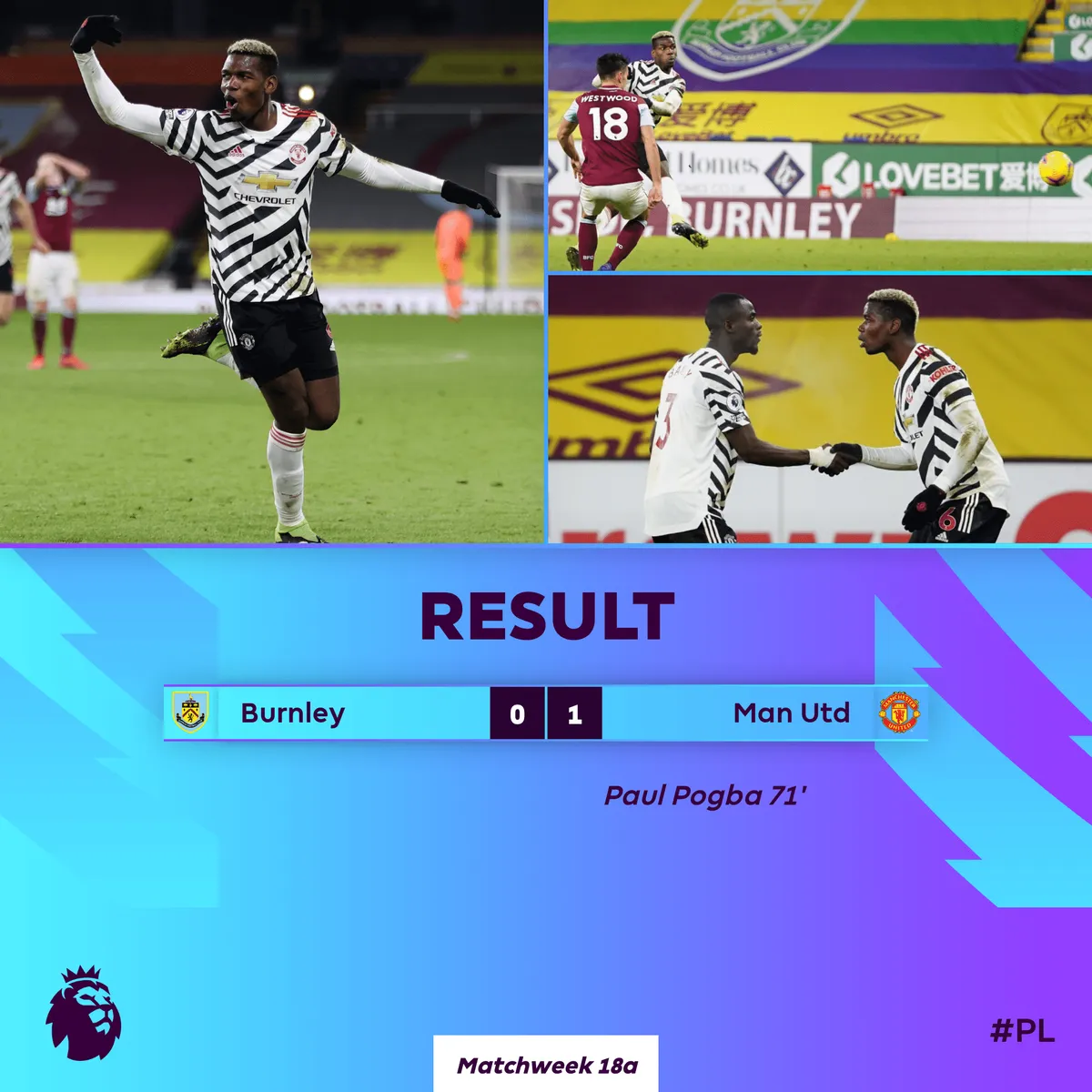 Burnley 0-1 Man Utd: Pogba lập công, MU độc chiếm ngôi đầu! - Ảnh 2. Burnley 0-1 Man Utd: Pogba lập công, MU độc chiếm ngôi đầu! - Ảnh 2.