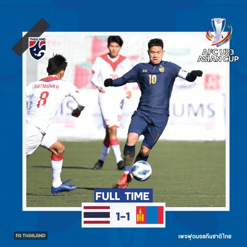 Vòng loại U23 châu Á 2022 | U23 Thái Lan chia điểm với U23 Mông Cổ - Ảnh 2. Vòng loại U23 châu Á 2022 | U23 Thái Lan chia điểm với U23 Mông Cổ - Ảnh 2.