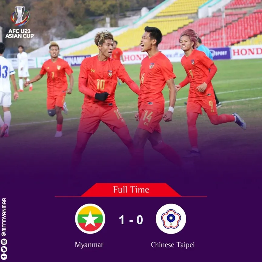 U23 Myanmar 1-0 U23 Đài Bắc Trung Hoa | Thắng lợi nhọc nhằn | Vòng loại U23 châu Á 2022 - Ảnh 1. U23 Myanmar 1-0 U23 Đài Bắc Trung Hoa | Thắng lợi nhọc nhằn | Vòng loại U23 châu Á 2022 - Ảnh 1.