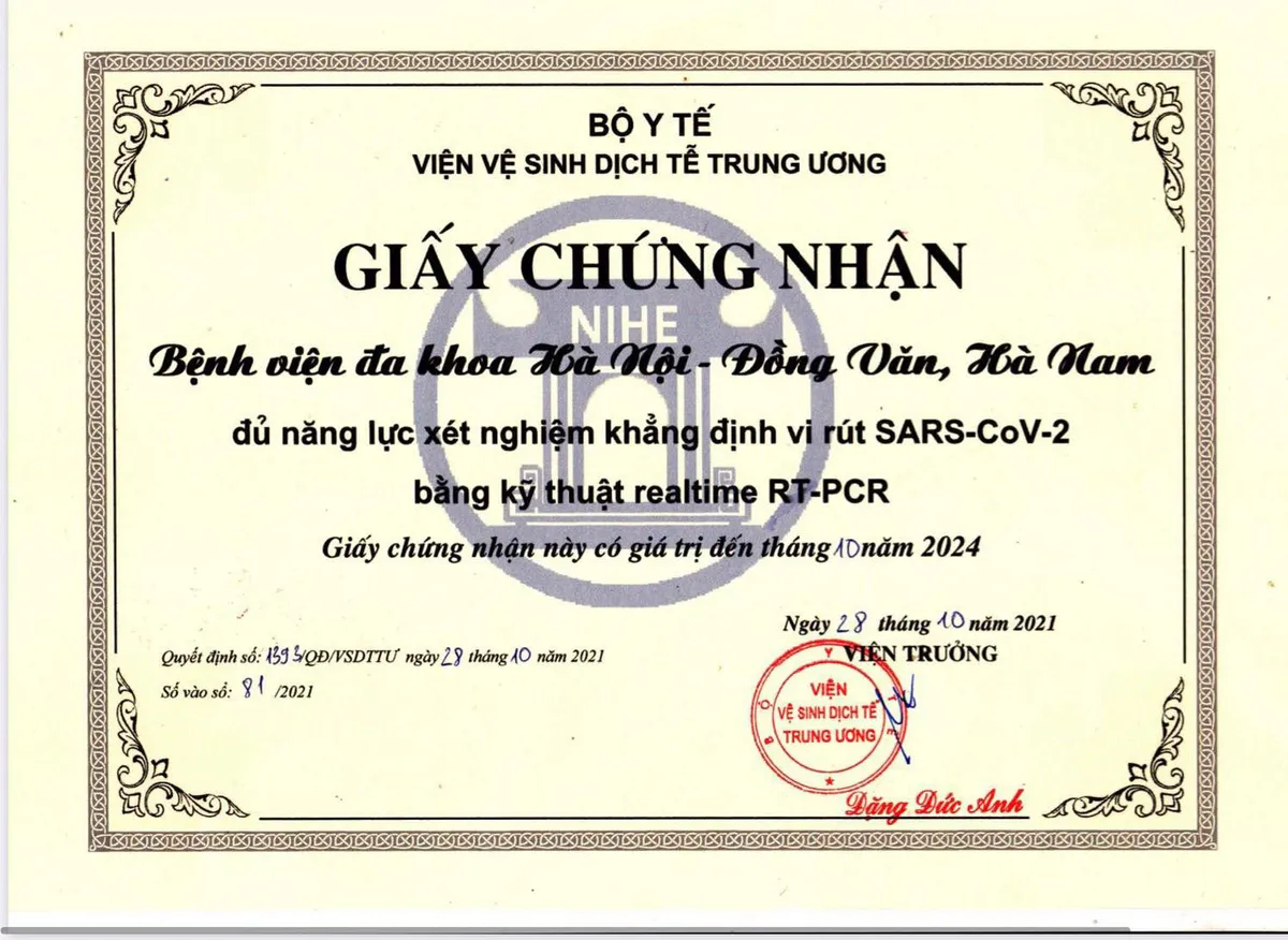 BVĐK H&agrave; Nội - Đồng Văn được chứng nhận đủ năng lực x&eacute;t nghiệm khẳng định COVID-19 - Ảnh 3.