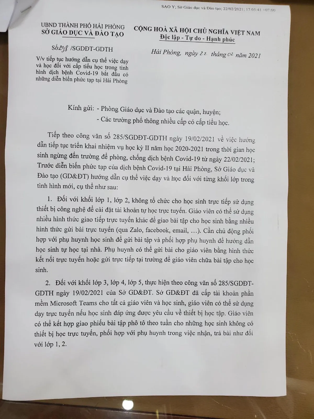 Hải Phòng chỉ đạo về dạy trực tuyến cho học sinh lớp 1, 2 là đúng tinh thần của Bộ GD&ĐT - Ảnh 1.