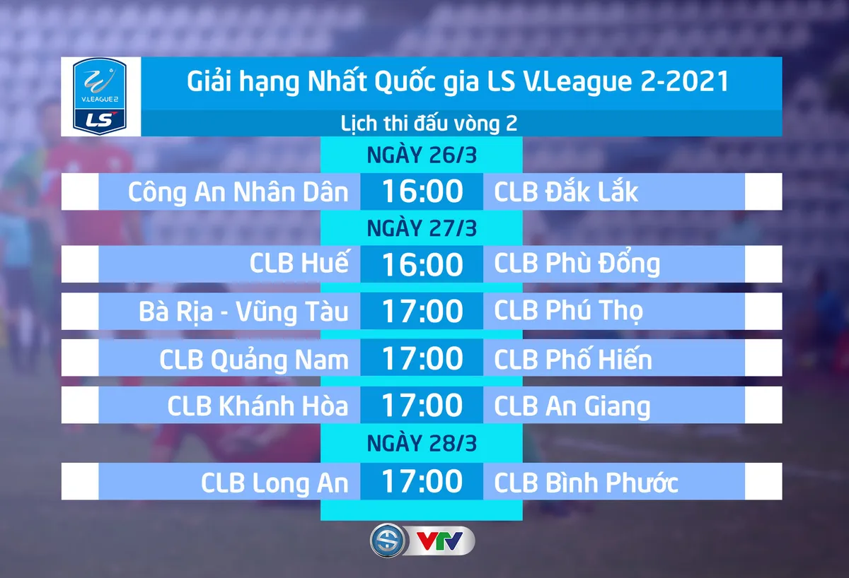 Lịch thi đấu v&ograve;ng 2 Giải Hạng Nhất QG 2021: T&acirc;m điểm CLB Quảng Nam - CLB Phố Hiến - Ảnh 1.