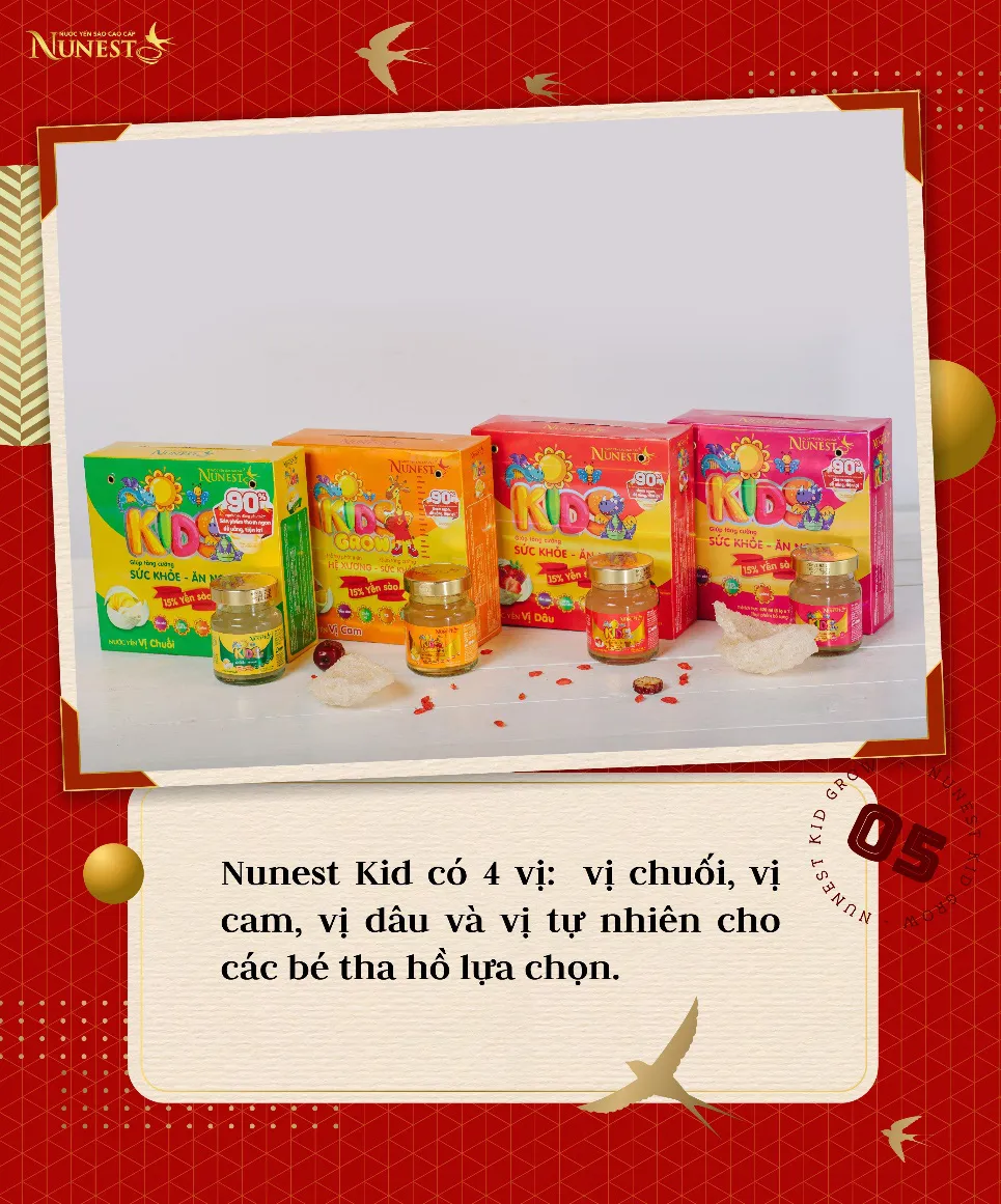 Nước yến Nunest Kid vị hoa quả thơm ngon, bổ sung bộ 3 dưỡng chất vàng giúp trẻ cao lớn, tăng sức đề kháng - Ảnh 5.