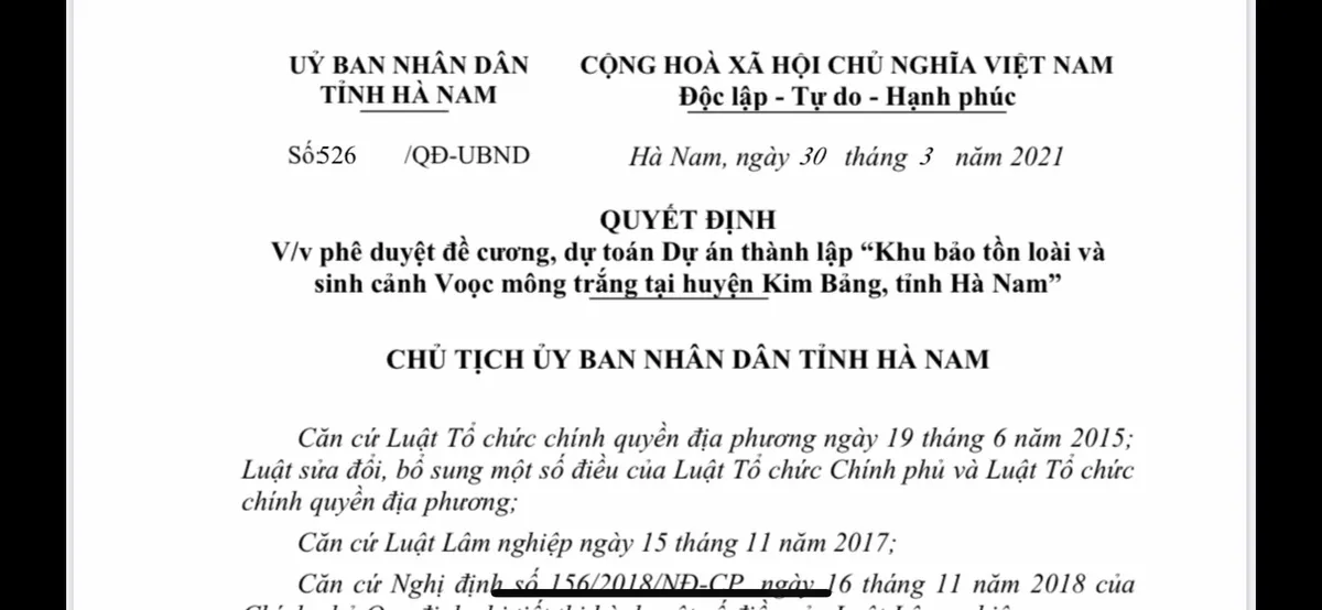 Phê duyệt khu bảo tồn loài voọc mông trắng tại huyện Kim Bảng  - Ảnh 1.