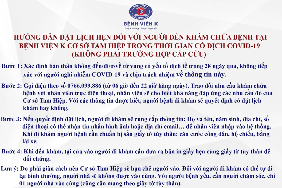 Người bệnh khi đi khám tại Bệnh viện K cơ sở Phan Chu Trinh, Tam Hiệp cần lưu ý gì? - Ảnh 3. Người bệnh khi đi khám tại Bệnh viện K cơ sở Phan Chu Trinh, Tam Hiệp cần lưu ý gì? - Ảnh 3.