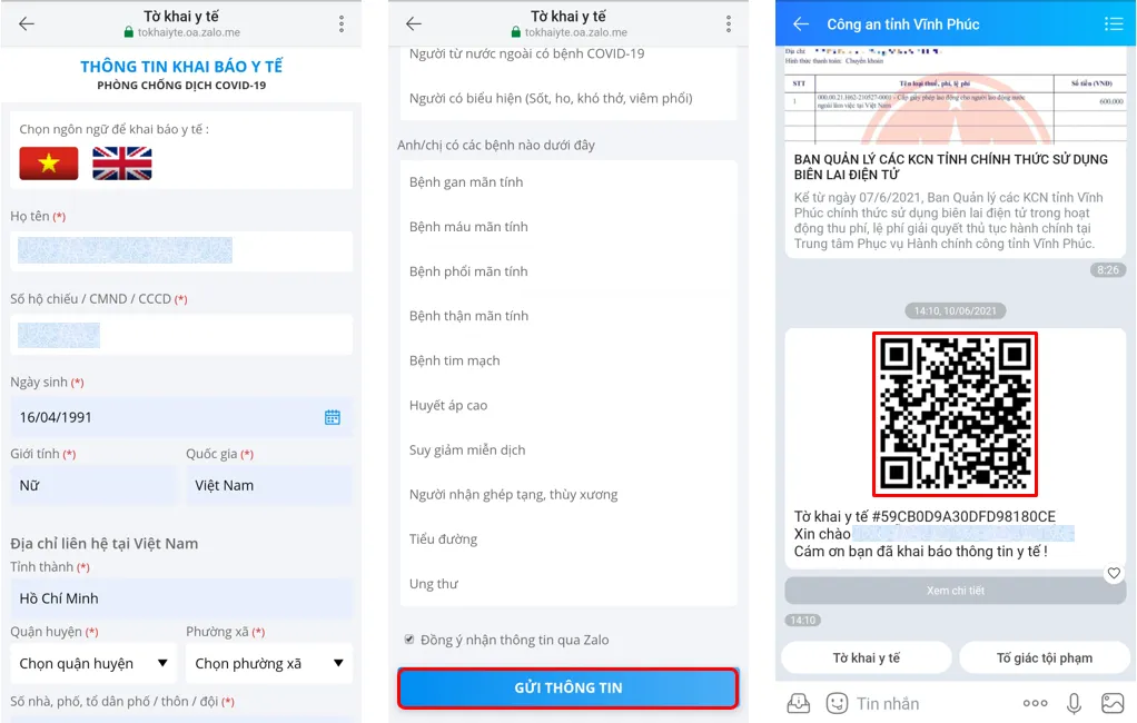 Nhận mã QR tờ khai y tế qua Zalo giúp giảm thao tác chụp màn hình - Ảnh 1.