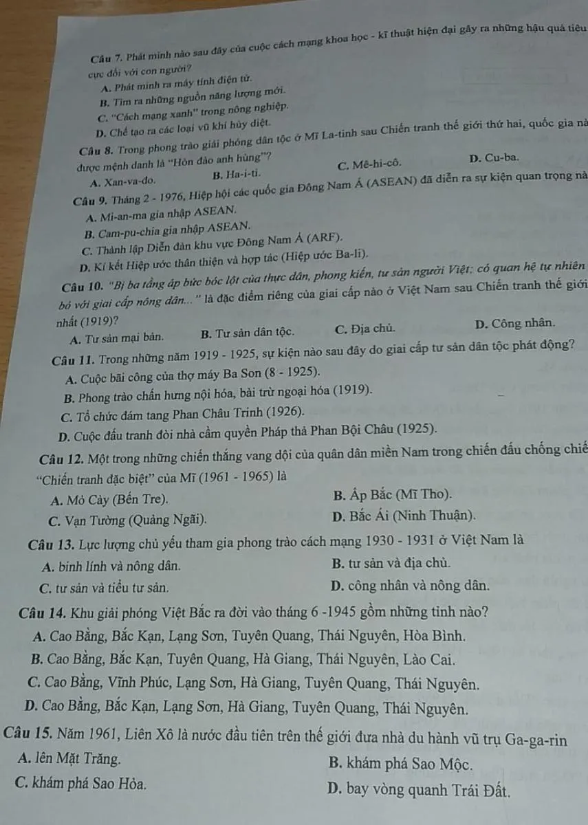 Gợi ý đáp án môn Lịch sử thi vào lớp 10 Hà Nội - Ảnh 3.