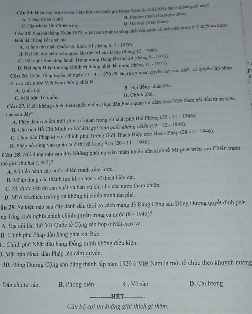 Gợi ý đáp án môn Lịch sử thi vào lớp 10 Hà Nội - Ảnh 4.