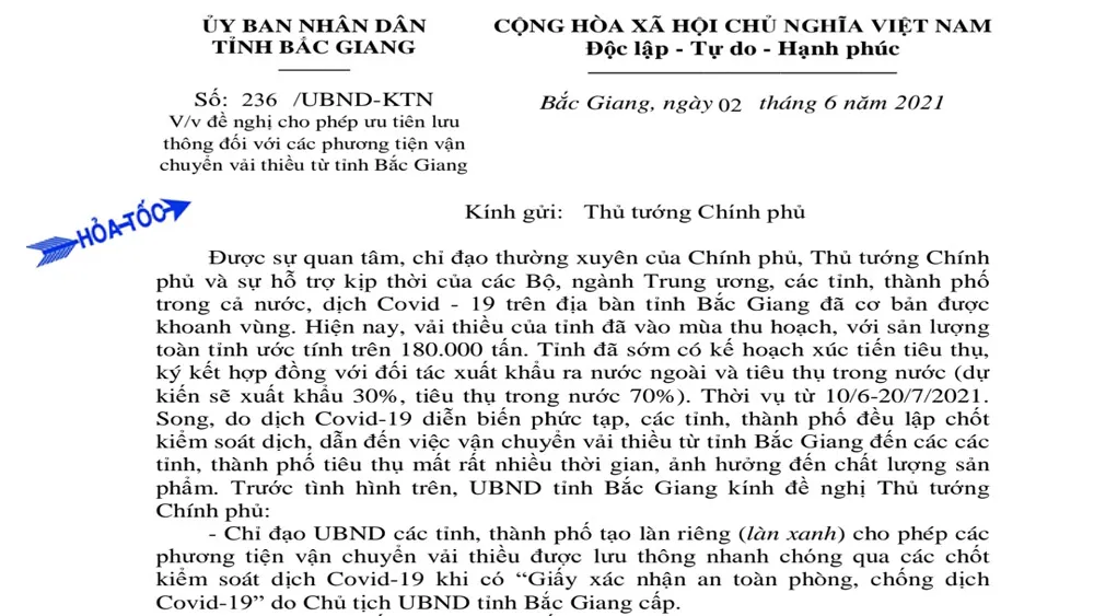 Bắc Giang đề nghị Thủ tướng mở “làn xanh” cho xe vận chuyển vải thiều - Ảnh 1.