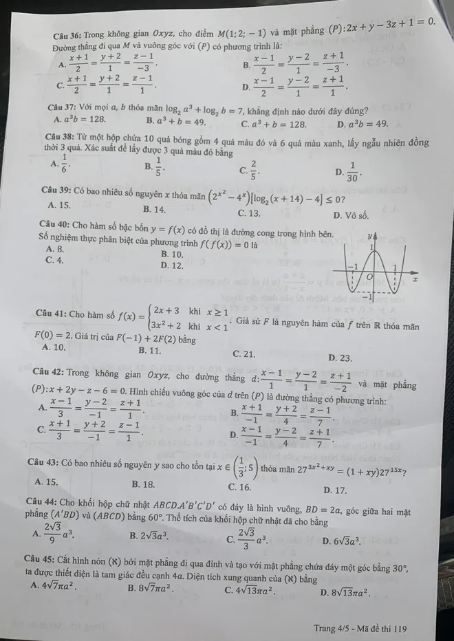 Đề thi môn Toán kỳ thi tốt nghiệp THPT 2021 - Ảnh 4.